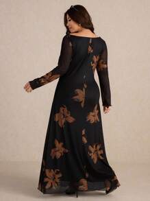 Elaquor Plus Size Women Hooded Tie-Dye Print Long Dress, Fashionable Casual Elegant Loose Dress, Soft Mesh Fabric With High Elasticity, Spring/Summer New,Fall Clothes For Women