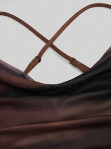 Sunspun 大码休闲浪漫连衣裙（带罩衫），两件套 - 卡其色 - 查看 3