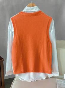 Franclia Damen Große Größen französischer Stil V-Ausschnitt Kontrast Farbe asymmetrische luftige, modische, vielseitige Pendler Strickweste, Frühling und Herbst