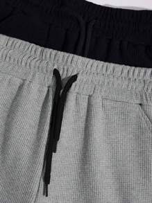 EURMUSE 100%Cotton 2pcs/Set Men's Waffle Fabric Basic Shorts - Multicolor - View 3