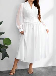 Modelyn Ensemble 2 pièces : Chemisier unicolore élégant et jupe pour grande taille, pour le travail