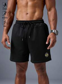 Manfinity Sport Polished Herren Shorts mit Applikation-Tasche und Kordelzug Taille, geeignet für den Sommer