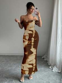 Elenzga 7 月 4 日假期夏季服装美人鱼鸡尾酒露肩连衣裙蓝色优雅修身性感毕业适度度假狂欢节外出露背荷叶边网眼针织。 - 咖啡 - 查看 6