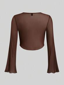 Sunspun 大码休闲浪漫连衣裙（带罩衫），两件套 - 卡其色 - 查看 15