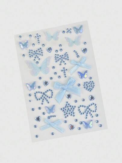Kawaii 1pc Lace Bow, Heart, Star, Cross, Diamond Glitter & Jewel Decor Sticker