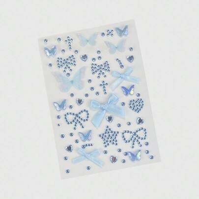 ROMWE Kawaii 1 件蕾丝蝴蝶结、心形、星星、十字架、钻石闪光和宝石装饰贴纸