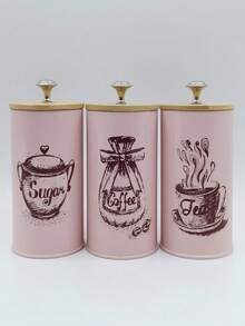 3pcs Bamboo Lid Sealed Coffee Sugar Tea Storage Jar Set 3-Piece Creative Sealed Moisture-Proof Kitchen Sealed Jar Back To School - Multicolor - View 9