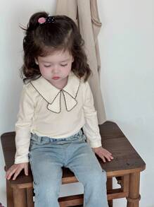 Dazy Kids 女婴休闲撞色长袖上衣，幼儿秋装