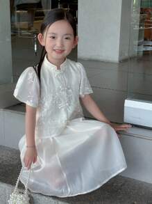 Dazy Kids 2pcs Young Girl Summer Chinese Style Casual Chic Blouse Outfit Set