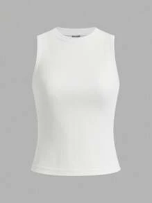 SHEIN LUNE Bộ 3 áo hai dây cổ tròn dệt kim không đường may dành cho nữ, màu đen, trắng, màu mơ, thích hợp cho mùa tựu trường hoặc mặc thường ngày. - Nhiều màu - Xem 6