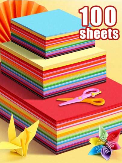 SHEIN Premium Square Origami Paper Specifically For Thousand Cranes Folding With Vibrant Multicolored Hues On Thick Hard Cardstock High Quality Durable Ideal For DIY Craft Projects Art Supplies