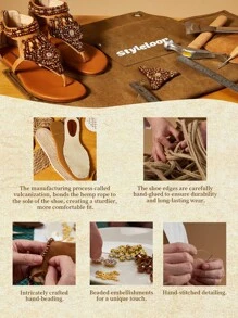 Styleloop Women's Flat Sandals, Bohemian Style Western Music Festival Party Outfit