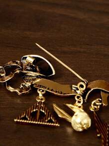 HARRY POTTER X SHEIN 闪亮锌合金海德薇钥匙扣、旋转金色飞贼、死亡圣器、分院帽吊饰，适合作为礼物、收藏品和纪念品 - 金色 - 查看 6