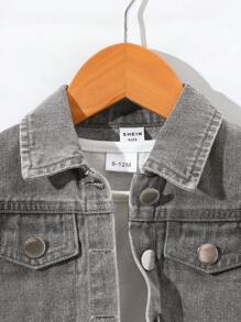 Bộ đồ denim thường ngày cho bé trai/bé trai, quần denim màu xám rách có cạp chun, túi thật, trang phục thời trang, quần denim giặt có cạp chun thoải mái, thích hợp mặc ngoài trời, mùa xuân, mùa hè, mùa thu, mùa đông - Xám - Xem 4