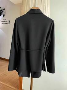 GlowEve Solid Color Shawl Neck Belted Elegant Women's Lightweight Blazer Fall Cloth For Women