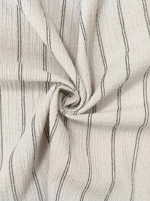 SHEIN Bộ 2 món gồm áo khoác dài tay cổ ve áo kẻ sọc và quần dài, thích hợp mặc thường ngày cho bà bầu. - Màu Khaki - Xem 7