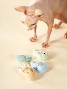 PETSIN 可爱动物造型毛绒猫玩具，柔软毛绒，互动性强，适合猫咪玩耍 - 彩色 - 查看 2