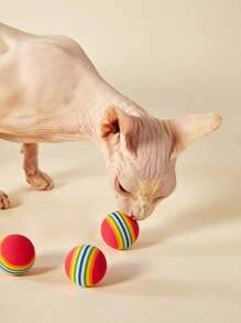 PETSIN 3PCS彩虹EVA泡沫球玩具，微弹性静音，猫咪追逐玩耍 - 彩色 - 查看 2