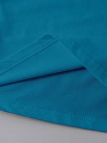 EMERY ROSE 大码休闲短袖T恤，带英文字母印花，比风暴更强大，图案T恤，女式上衣 - 水鴨藍 - 查看 3