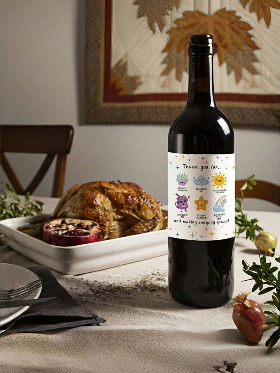 4 PIEZAS Etiquetas adhesivas para botellas de vino de Agradecimiento al Maestro - Regalo para mentor, educador, profesor - Decoración para fiesta del día del maestro en el aula - Regalo de cumpleaños - Manualidades DIY