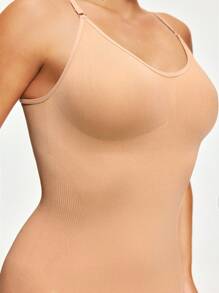 SHAPORA 女士纯色休闲紧身吊带裙 - 杏色 - 查看 5