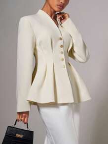 COSMINA Fall Women Clothes Women's Elegant Waist Cinching Button Thin Blazer, Autumn/Winter,Teacher Outfits For Women,Business Casual Woman