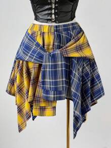 Sunspun 夏季短裤-休闲格子朋克格子