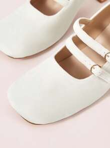 CUCCOO DOLLMOD Casual Fashionable Versatile Solid Color Women High Heels - White - View 7