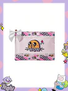 Adventure Time X ROMWE Cartoon Pattern Lace Trim Large Capacity Women's Cosmetic Bag, Portable Pouch - Multicolor - View 1
