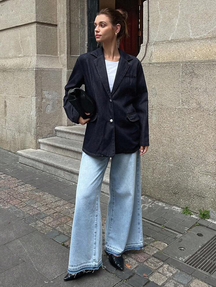 Women Casual & Office Wear Loose Fit Denim Blouse Women Blazer Women Blazers Denim Blazer Blazer Suit Jacket For Women,Fall Women Clothes Long Sleeve Women