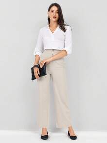 Miaspire Women's Solid Color Pants With Pockets Wide Leg Pants Baggy Pants
