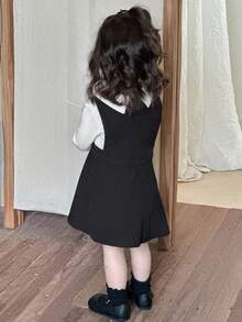 DAZY Baby Girl Elegant & Versatile Solid Color Sleeveless Dress Fall,Winter Toddler Girls Clothes - Black - View 2