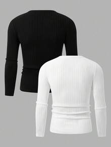 2 pezzi Maglioni a righe regolari da uomo, confezione multipla