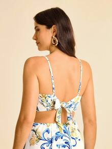 CAJUNI Débardeur à nœud pour femme - Motif citron décontracté de villégiature - Multicolore - Voir 2