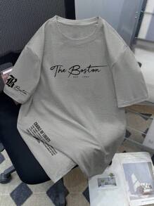 Manfinity LEGND 大码男士夏季休闲标语印花T恤