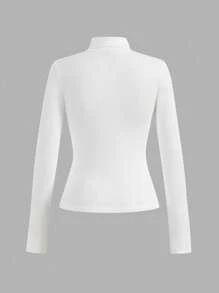 SHEIN Essnce 4 件套女士休闲简约高领修身 T 恤套头衫，秋冬