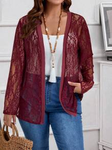 EMERY ROSE Chaqueta de protección solar de manga larga de encaje blanco de verano para otoño/invierno