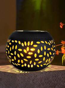 1pc/2pcs Solar Orb Imitation Ceramic Pot Lantern, Dancing Warm Light Flashing Flame Lamp, Outdoor Waterproof Decoration Landscape Light Suitable For Home Decor Patio Lawn Porch Terrace Garden Path Driveway Sidewalk Fence Deck Patio Pool Area Family Dinner Birthday Party Wedding Decor Ambiance Lamp (Black/White)