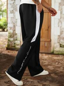 Manfinity Homme Pantaloni della tuta oversize con stampa grafica, stile casual a strati, adatti per il tempo libero, il tragitto casa-lavoro, il ritorno a scuola, le vacanze, un regalo per marito o fidanzato, un set unisex per coppie. - Multicolore - Visualizzare 5