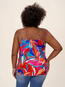 Comfylo Plus Size Women Full Print Loose Fit Camisole Top Summer Boho Old Money - Multicolor - View 2
