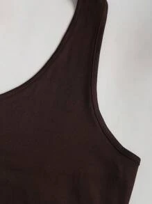 SHEIN Unity 棕色休闲百搭上衣套装，夏季 - 棕色 - 查看 8