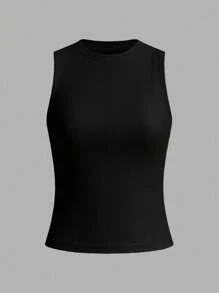 SHEIN LUNE Bộ 3 áo hai dây cổ tròn dệt kim không đường may dành cho nữ, màu đen, trắng, màu mơ, thích hợp cho mùa tựu trường hoặc mặc thường ngày. - Nhiều màu - Xem 9