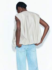 Maija Damen Lässig Pendler einfarbige ärmellose Jacke Kurze Jacke Kurze Blazer Crop Top Jacke Offene Vorderseite Top Ausgehen Tops Herbst Damen Herbst Damen Herbst Damen Herbst Winter Winterjacke Schule