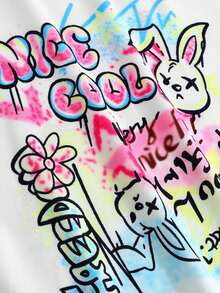 Bộ đồ ngủ in hình dễ thương của American Juniors dành cho bé gái vui tươi - trắng - Xem 3