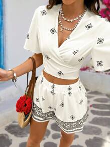 Vivid Eden Women Two Pieces Outfits For Daily Wear Women's Outfits 2 Pieces, Women Summer Clothes Women Two Pieces Outfits, Bohemian Printed 2pcs, Vacation Style