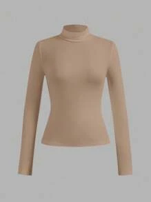 SHEIN Essnce 4 件套女士休闲修身立领长袖 T 恤，秋冬 - 彩色 - 查看 7