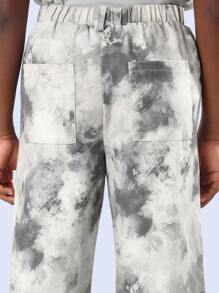 SUMWON Youth Boys Sleeveless Tank Top Matching Tie Dye Pant Set Casual Street Style Summer Leisure Cotton Blend Co-Ord Set - Grey - View 7