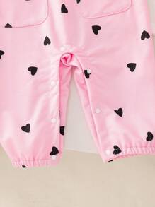 SHEIN Infant/Baby GirlCasual Long Sleeve Top And Cute Bunny Decorated Jumpsuit, Spring/Autumn