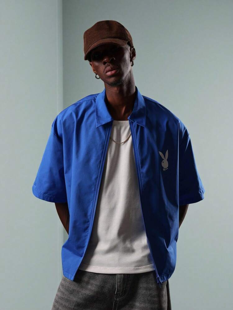 PLAYBOY X SUMWON Oversized Streetwear Zip Through Shirts