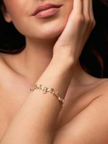 HARRY POTTER X SHEIN 2pcs Set Adjustable Size Zinc Alloy Necklace And Bracelet Gold-Tone Gift Set, Suitable For Gifts, Collection, Memento: Golden Snitch, Deathly Hallows, Hedwig - Gold - View 5